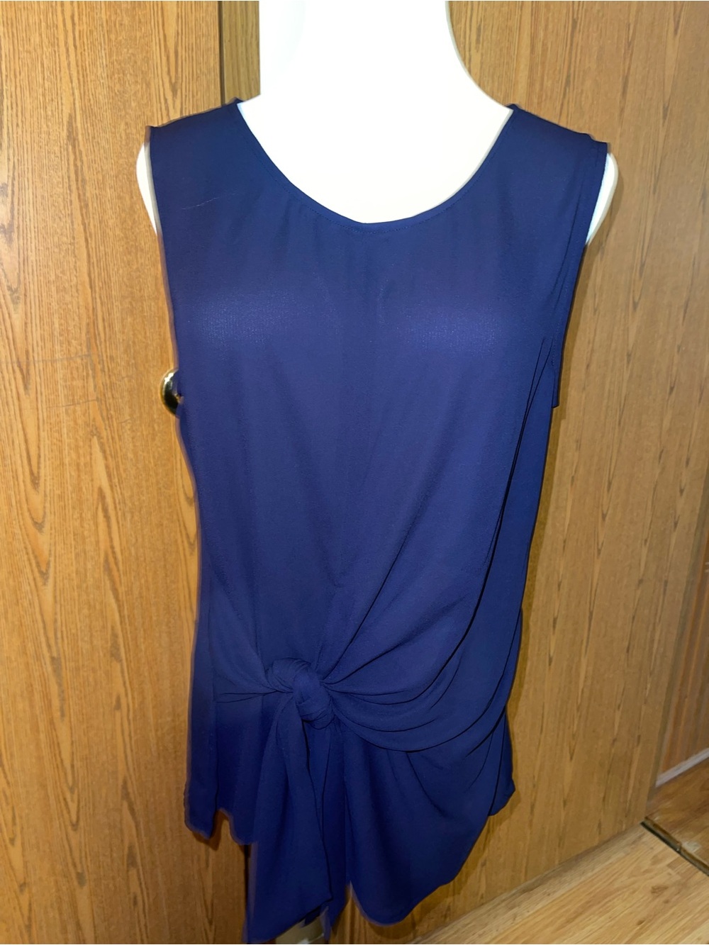 Banana Republic Navy Sleeveless Knot-Detail Blouse